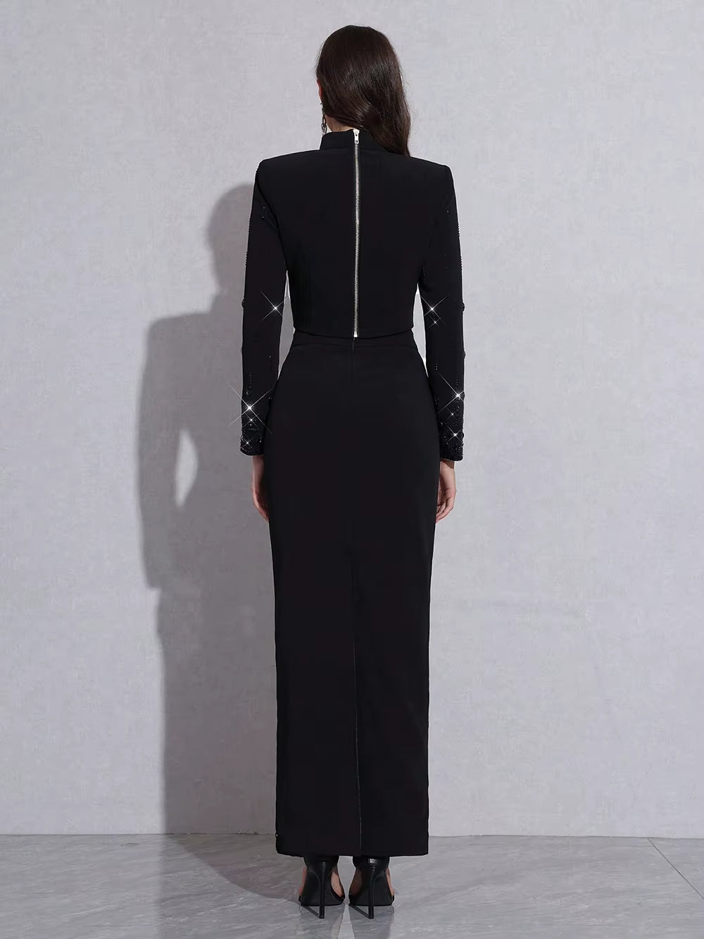 New Two Piece Set for Women High Waist Slim Long Skirt Dress