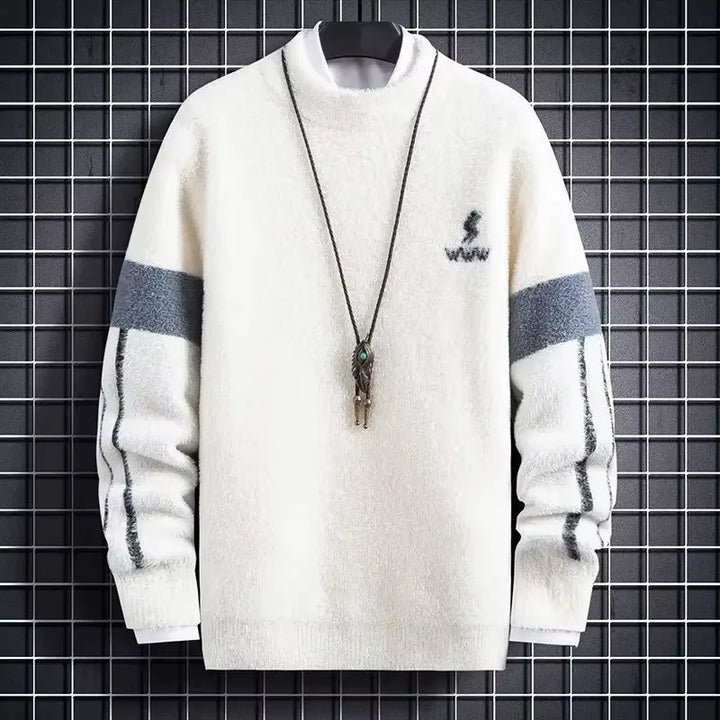 Knitwear Long Sleeve Contrasting Colors Thick Men'S Knit Sweater Harajuku High Quality Clothing Deals 2024 Y2K Pullovers Male