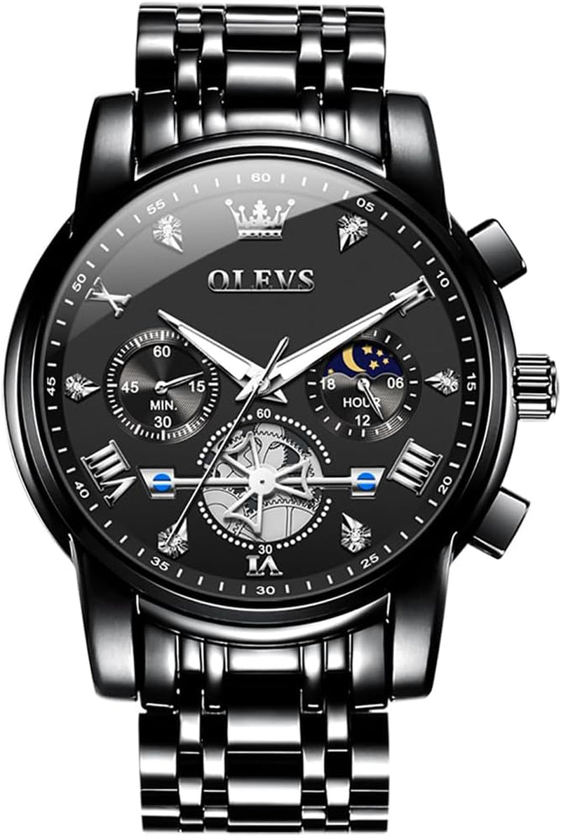 Mens Large Display Stainless Steel Watch