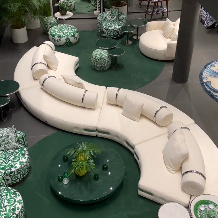 Premium Italian Luxury Curved Combination Fabric Sofa