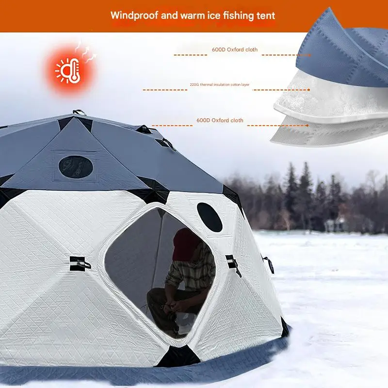 New Outdoor Warm Thick Ice Fishing Cot Tent – Waterproof Winter Fishing Shelter (Cold Resistant)