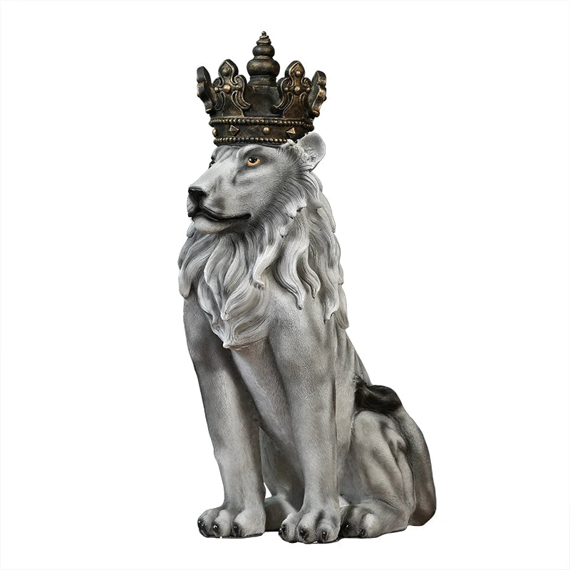 Luxe Crown Lion Floor Sculpture – Modern Statement Home Decor