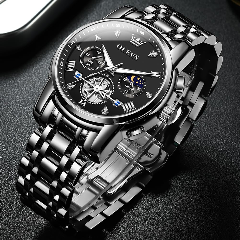 Mens Large Display Stainless Steel Watch
