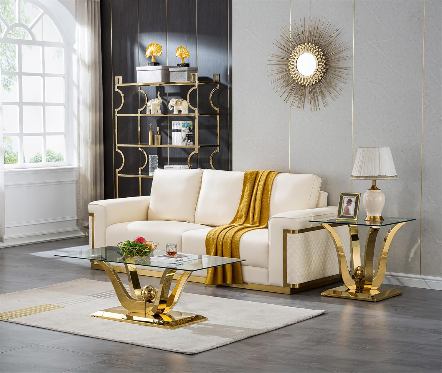 Modern Square  Gold Stainless Table Nightstand