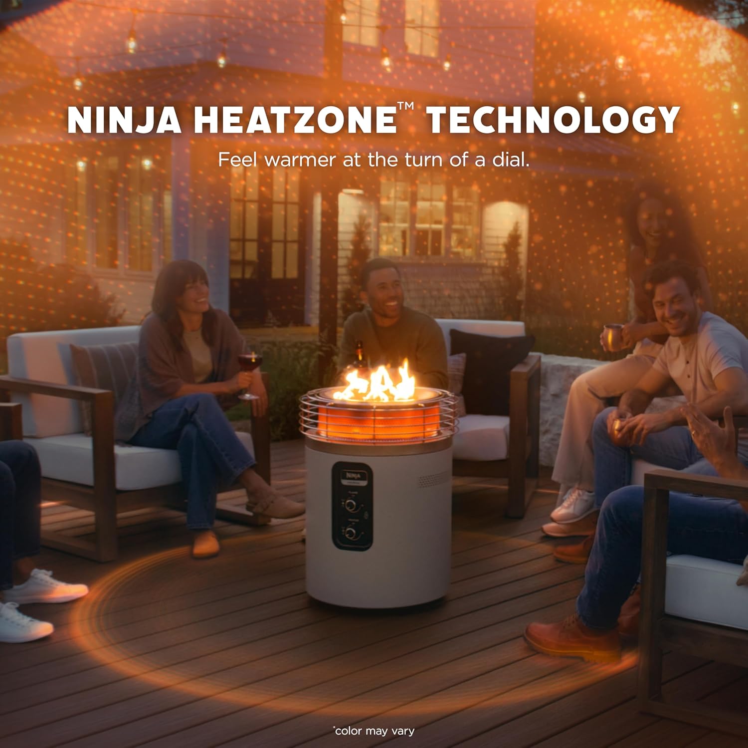 Fireside360™ Outdoor Heater & Fire Pit | 3 Modes: Flame, Heat, Flame & Heat | Portable for Patio, Deck, Camping | Easy Control Smokeless Flames | Push to Start Ignition | Charcoal | OF101AMZ