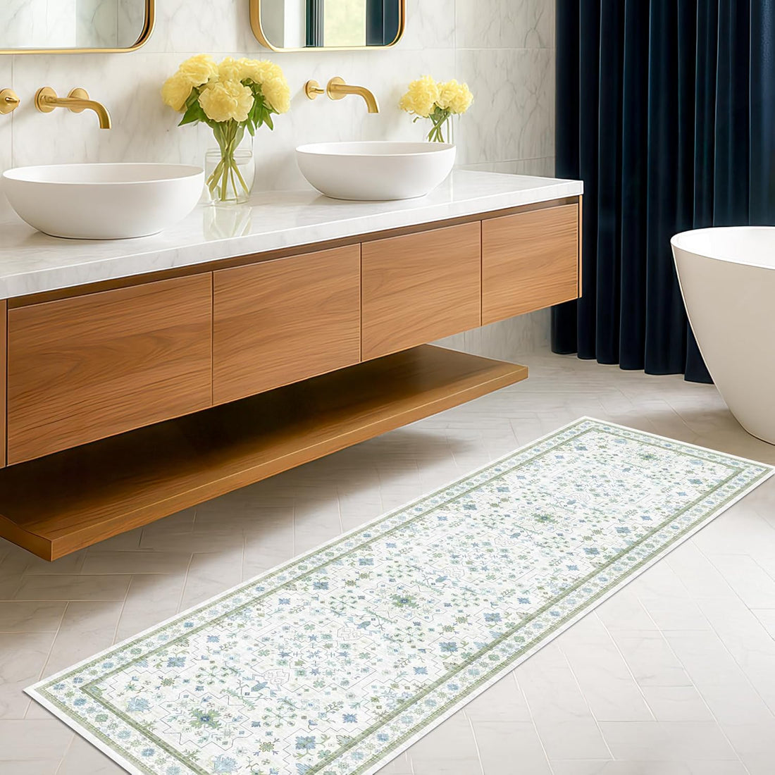 Modern Black Rug for Living Room - Washable Non-Slip & Stain Resistance