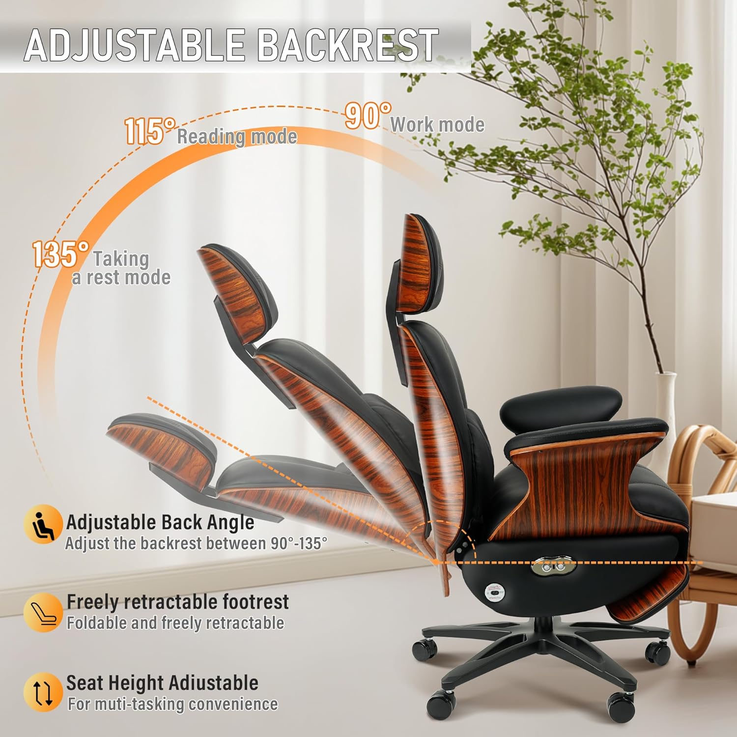 Premium Multi-Function Genuine Leather Executive Office Chair with Electric Reclining, Massage Chair
