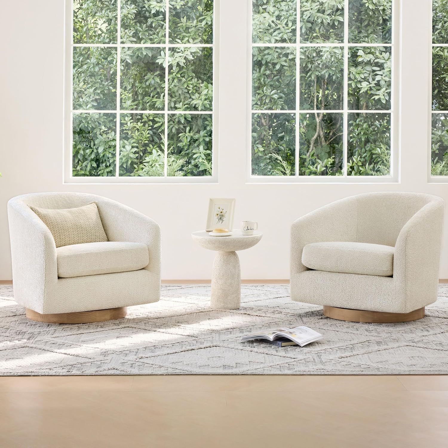 Modern Swivel Accent Chair Set of 2 - Home Living Room Office Decor