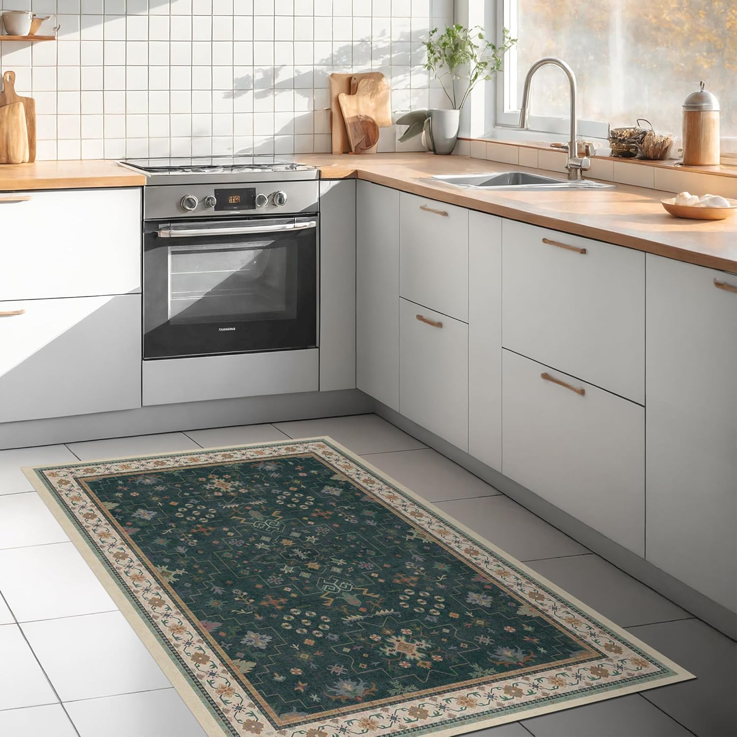 Modern Black Rug for Living Room - Washable Non-Slip & Stain Resistance