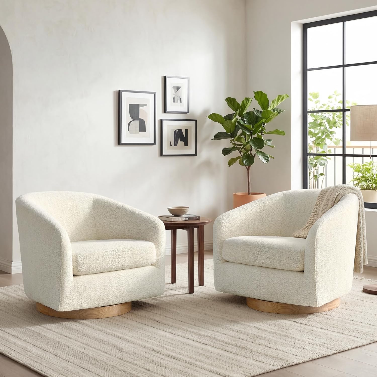 Modern Swivel Accent Chair Set of 2 - Home Living Room Office Decor