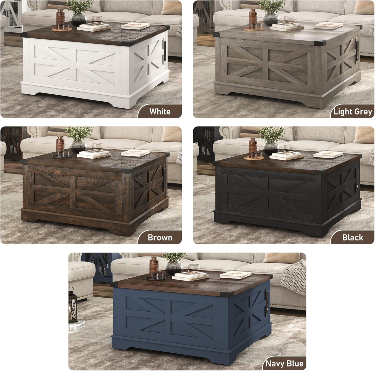 Modern Movable Lift Top Coffee Table with Power Outlets & Storage