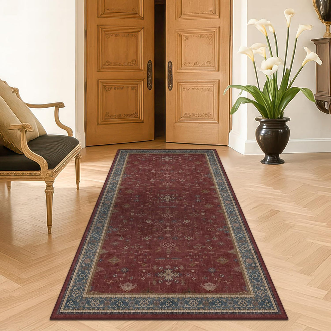 Modern Black Rug for Living Room - Washable Non-Slip & Stain Resistance