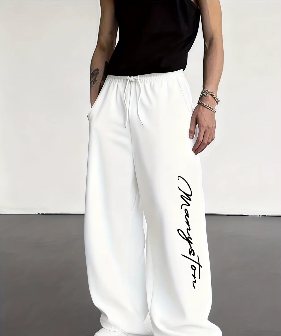 Mens Versatile Drawstring Loose Casual Sports Trousers