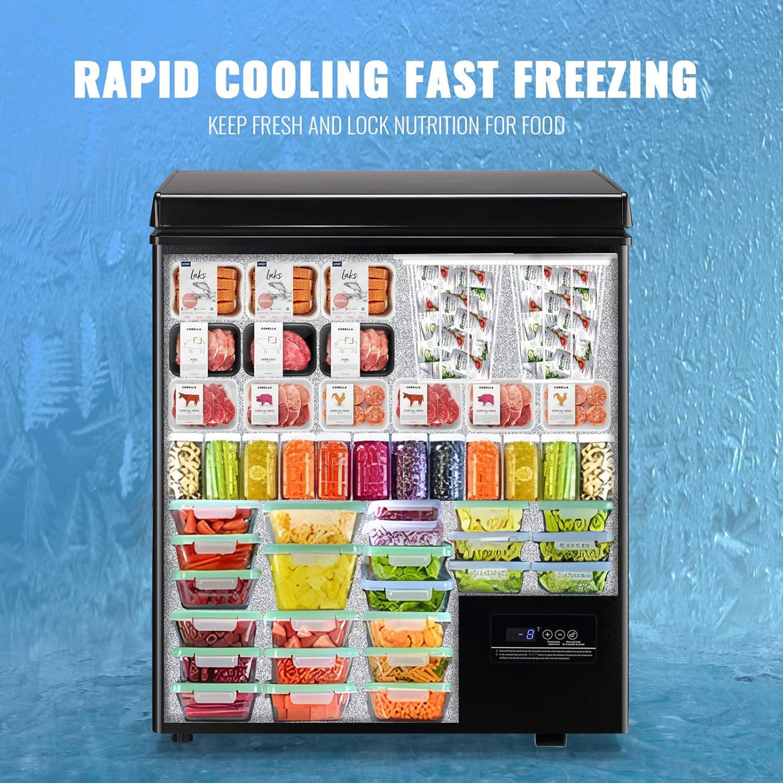 Modern Chest Small Freezer with Electronic Control 41°F to -15°F Freestanding Deep Mini Freezer