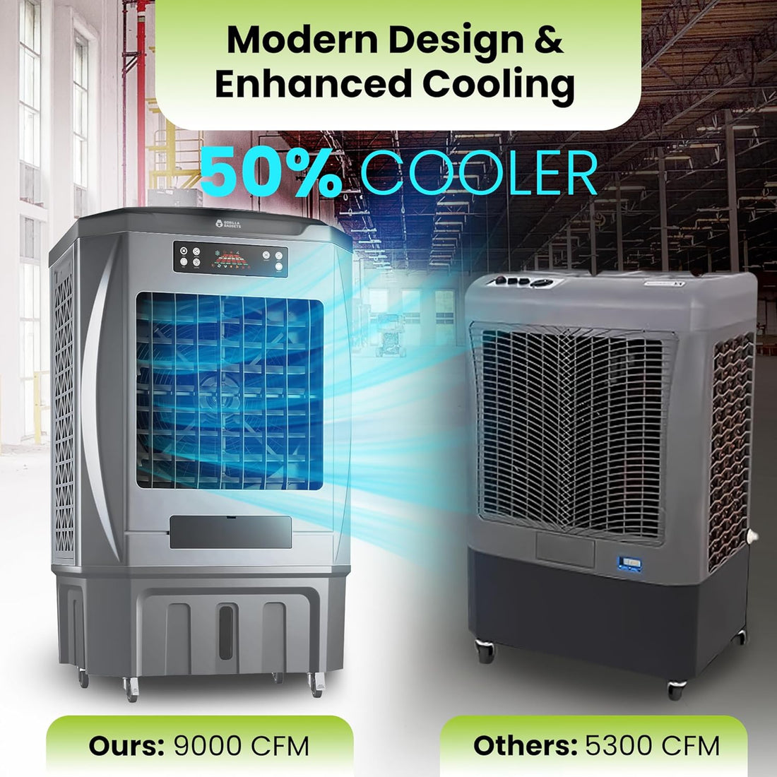 New Commercial Industrial Swamp Cooler with Remote, Swing Function & 12-Gallon Water Tank
