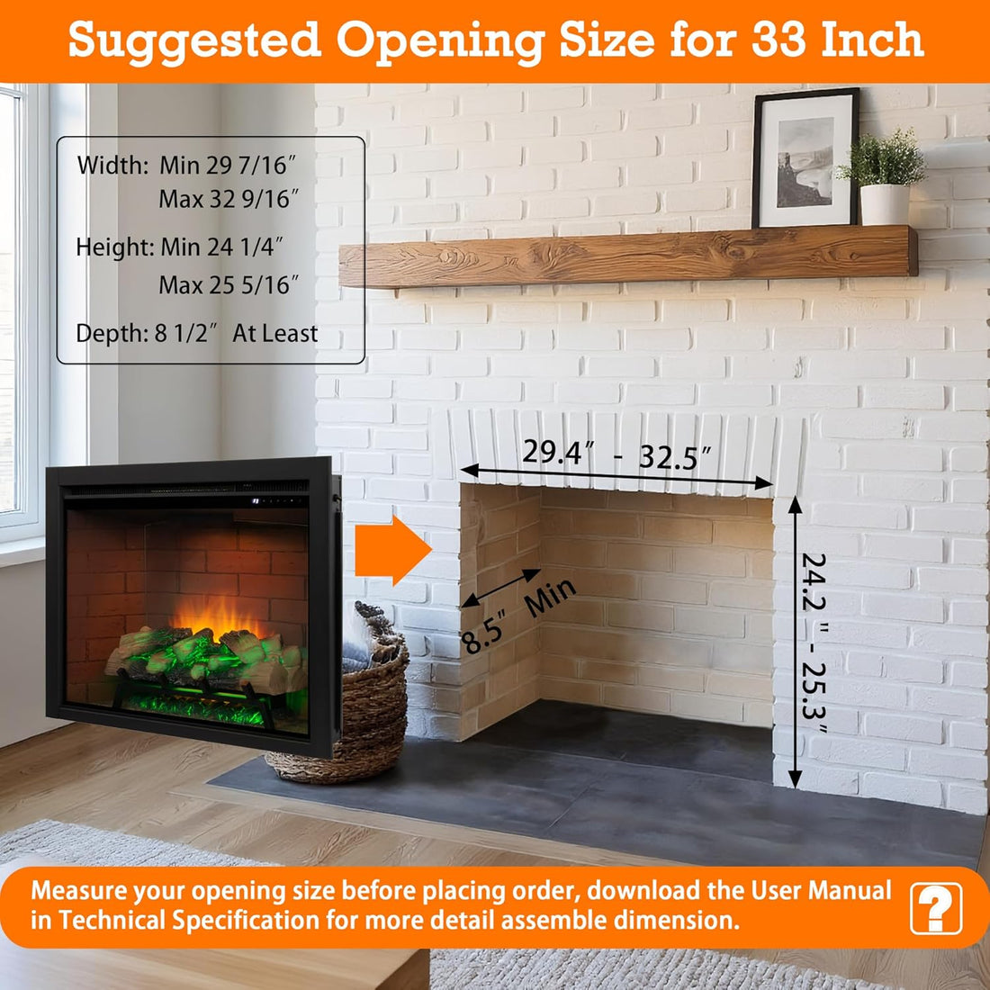 Remote control Electric Fireplace Light,with Fire Crackling Sound