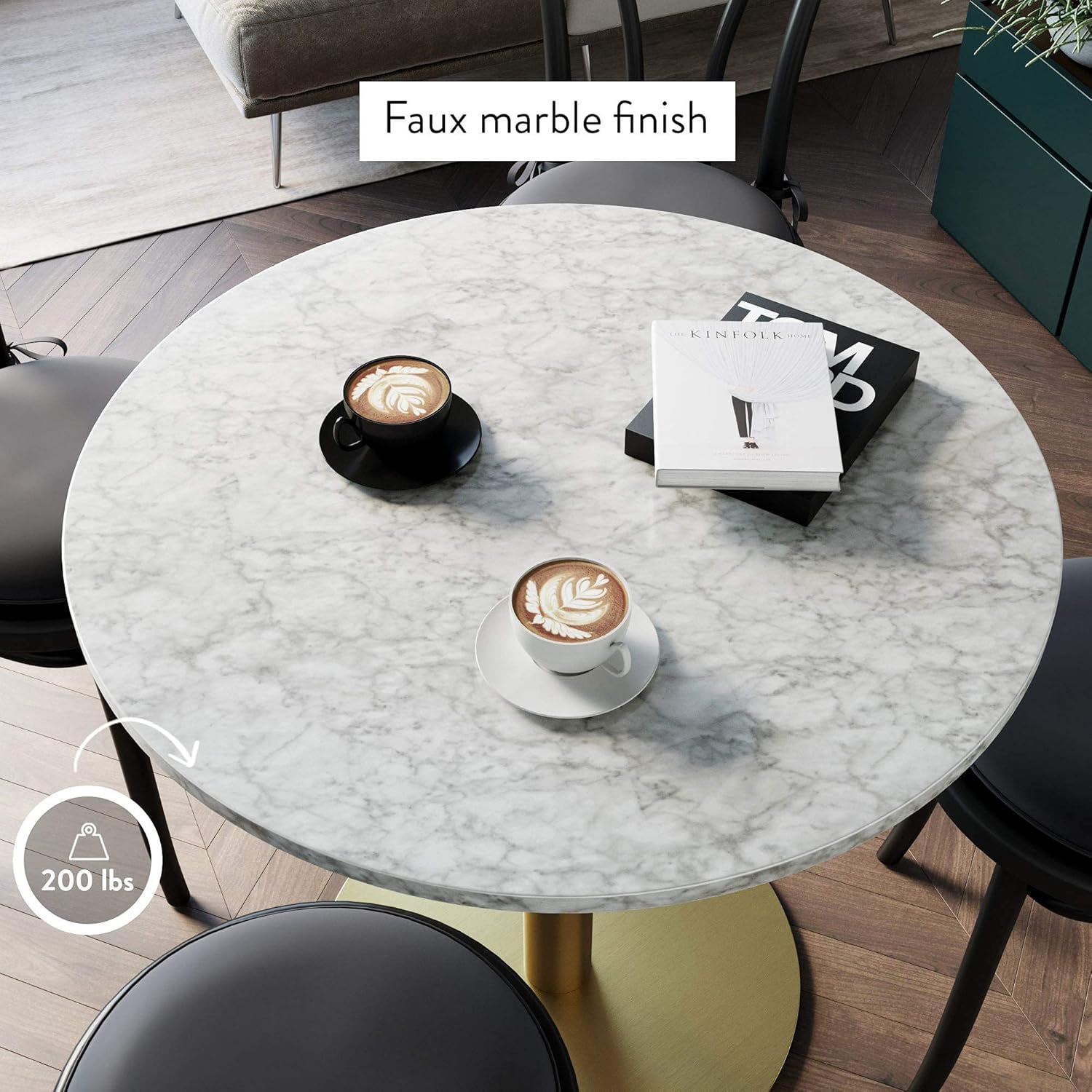 Marble Top Bistro New Mid-Century  Kitchen or Dining Table