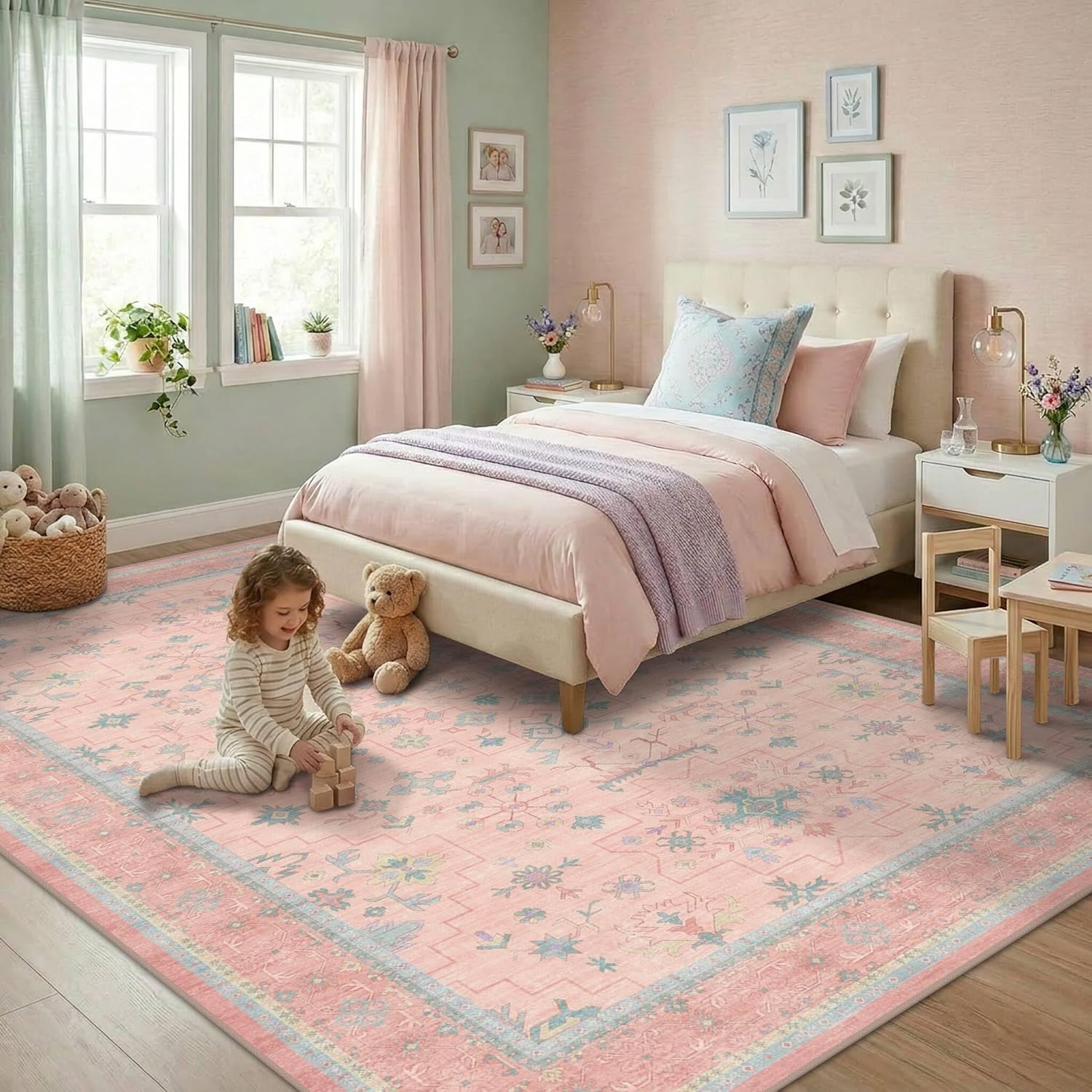 Modern Black Rug for Living Room - Washable Non-Slip & Stain Resistance