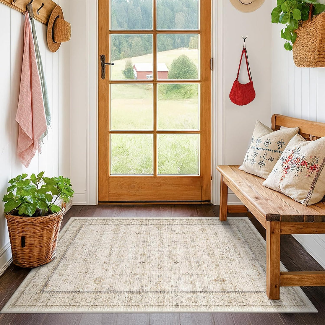 Modern Black Rug for Living Room - Washable Non-Slip & Stain Resistance