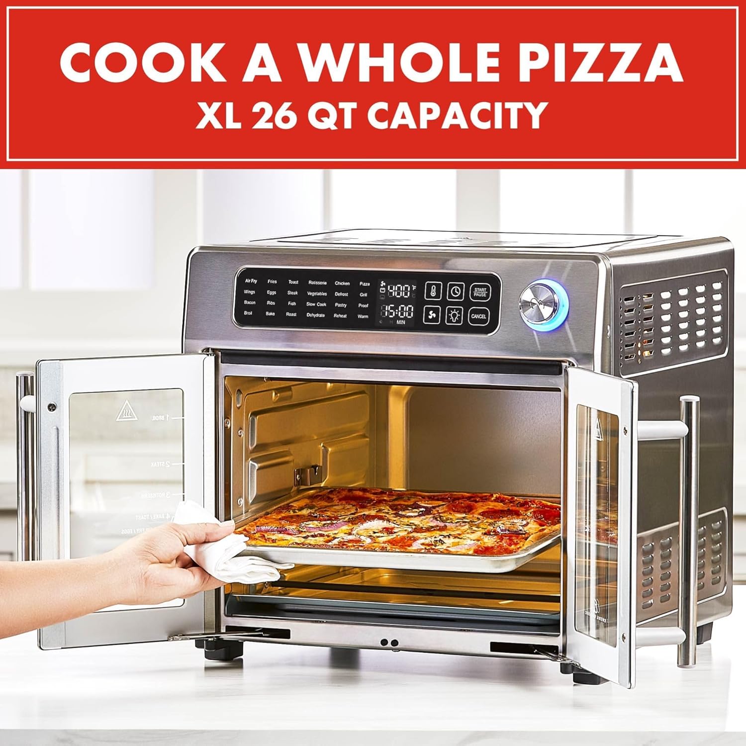 New Digital French Door Air Fryer Toaster Oven Combo, 24-in-1 Multi-Function Oven