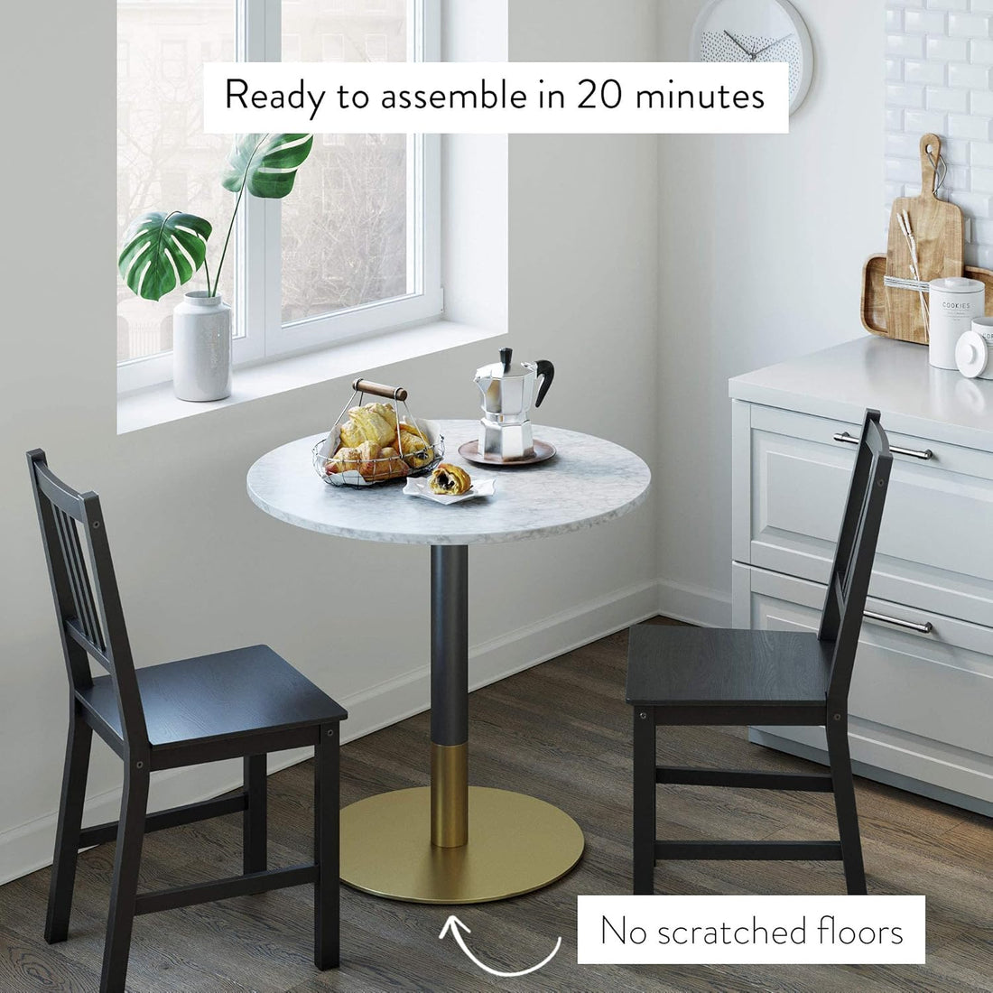 Marble Top Bistro New Mid-Century  Kitchen or Dining Table