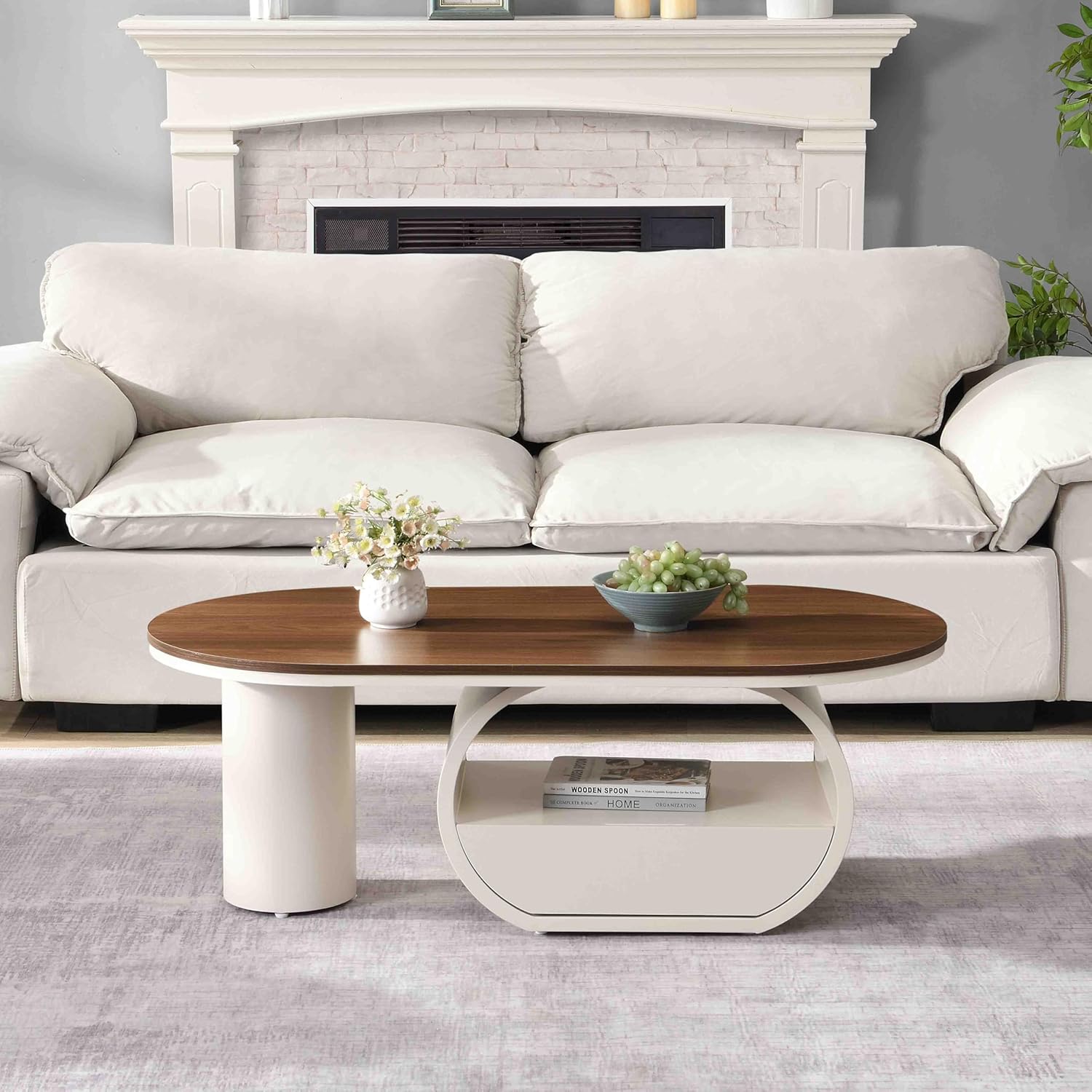 New Antique Luxury Oval Coffee Table with Storage 