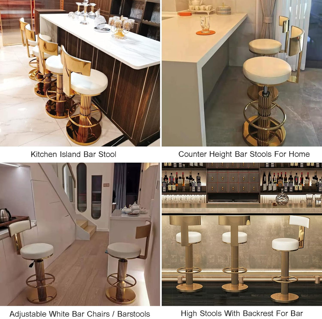 Modern luxe Adjustable Height Counter Stool with Metal Legs