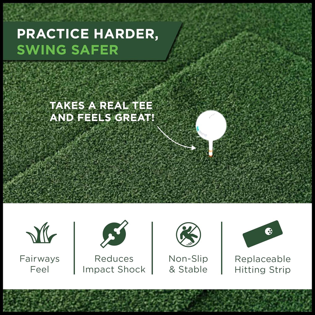 Premium Softy Golf Mat - Real Tee Capable Thick Cushioning