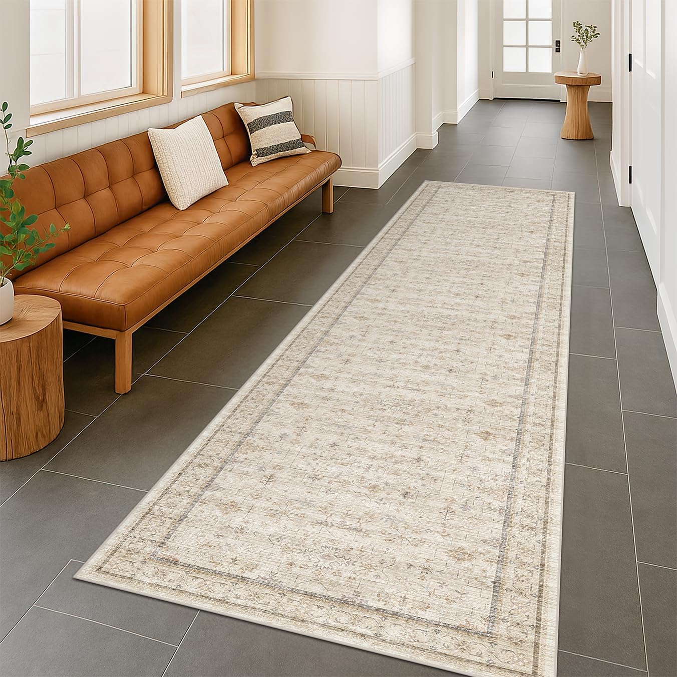 Modern Black Rug for Living Room - Washable Non-Slip & Stain Resistance