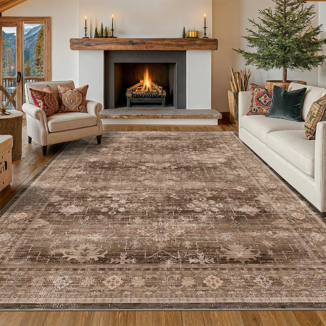 Modern Black Rug for Living Room - Washable Non-Slip & Stain Resistance