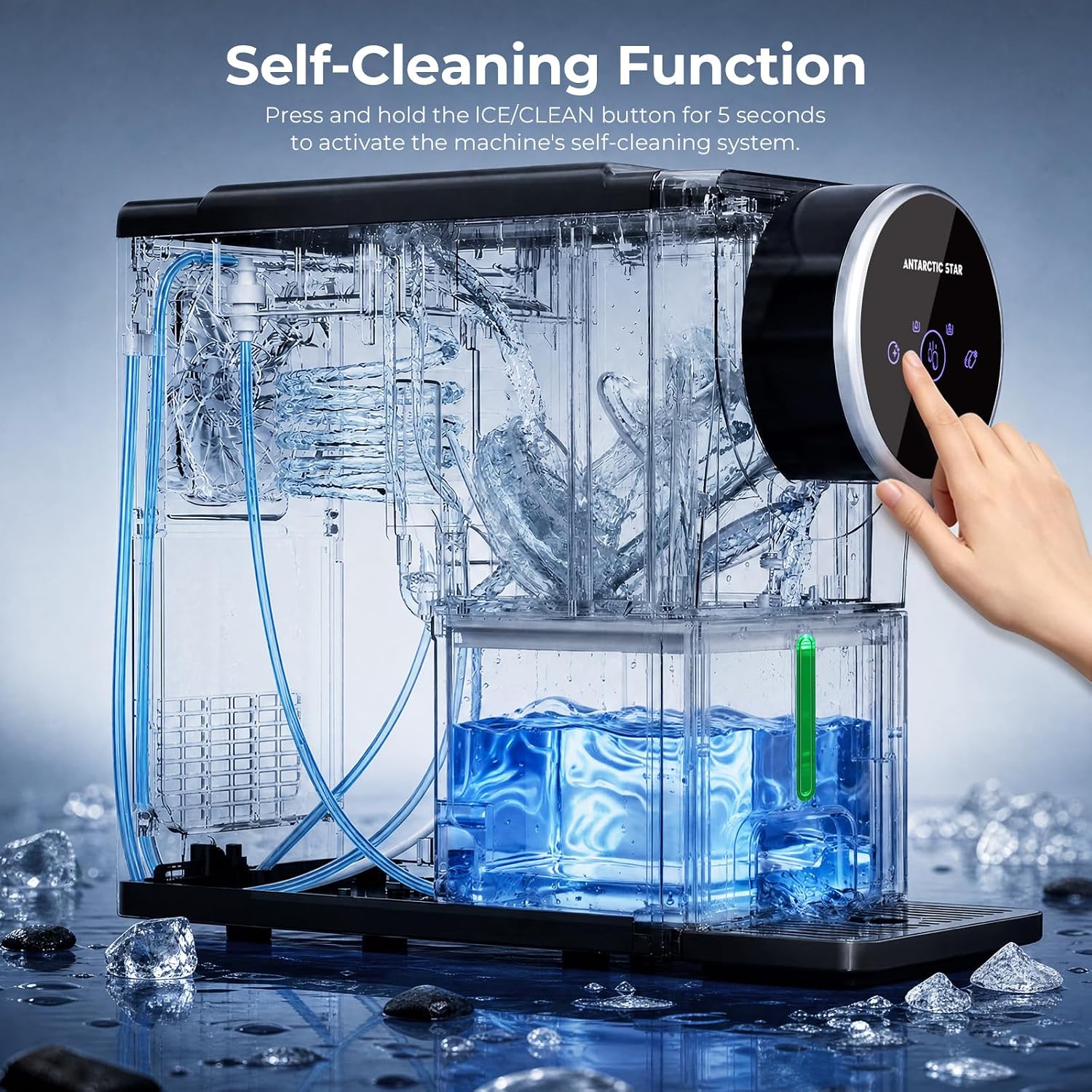 Modern Nugget Ice Maker Countertop – Portable Self-Cleaning Ice Machine
