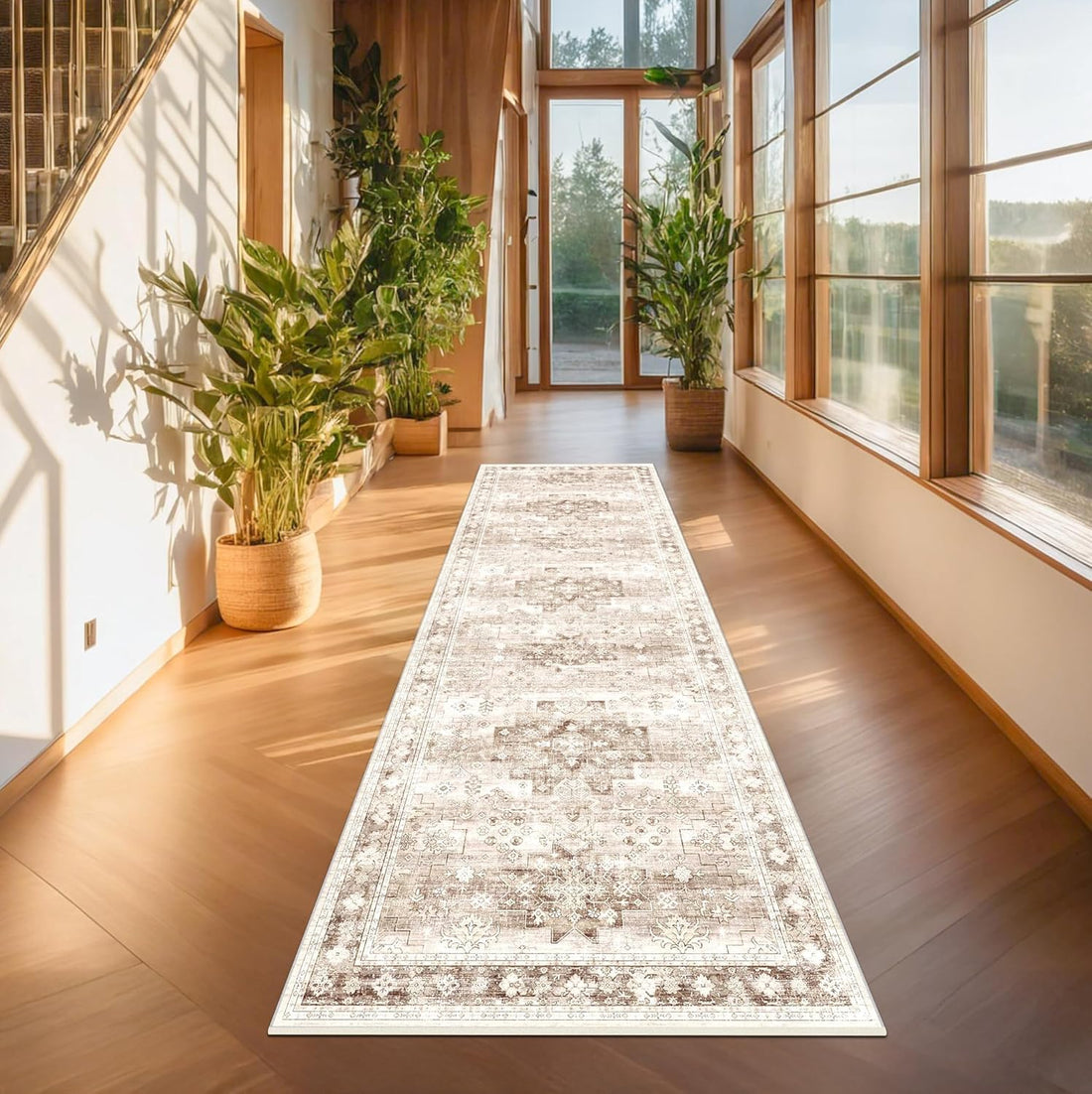 Modern Black Rug for Living Room - Washable Non-Slip & Stain Resistance