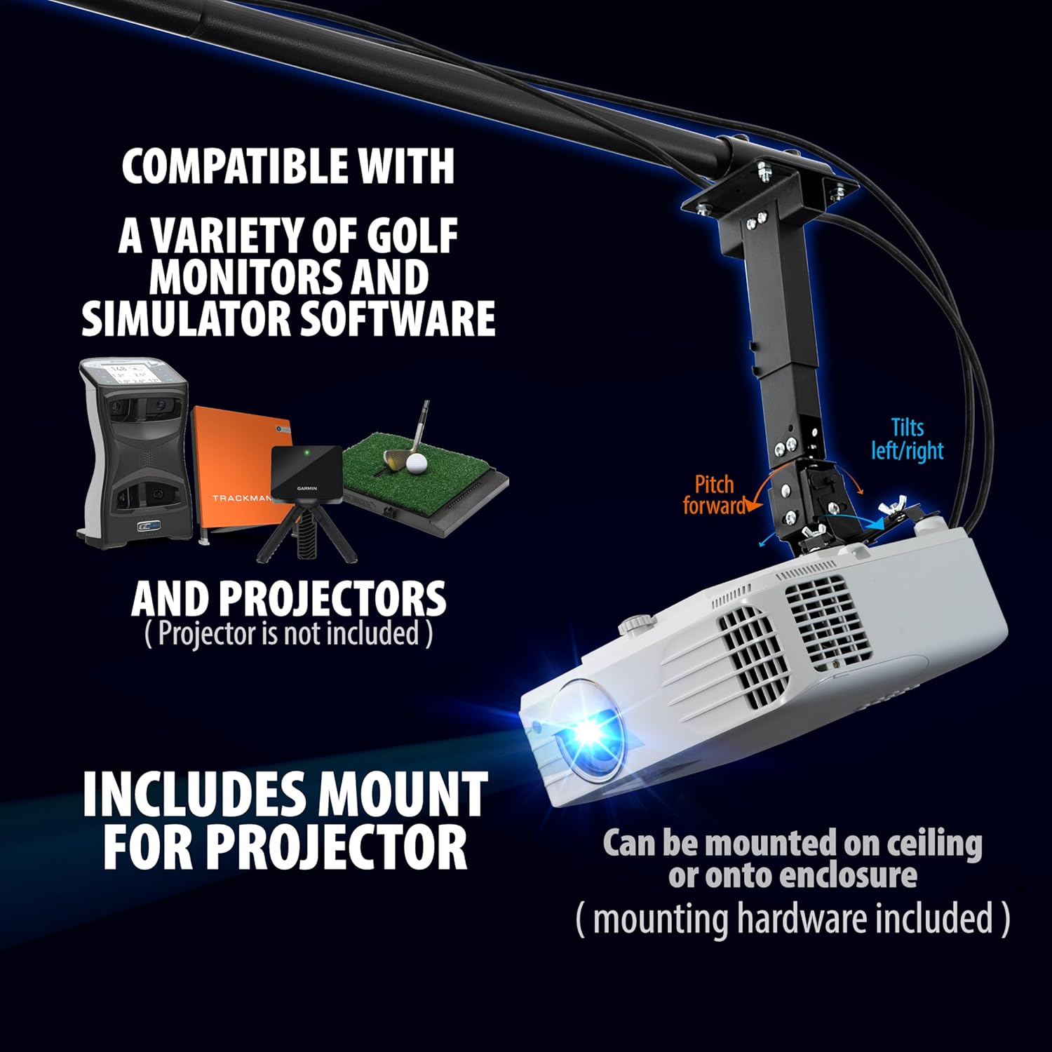 New Golf Simulator Set – 4K-Ready Impact Screen Projector Mount, Frame Poles | Easy Setup |