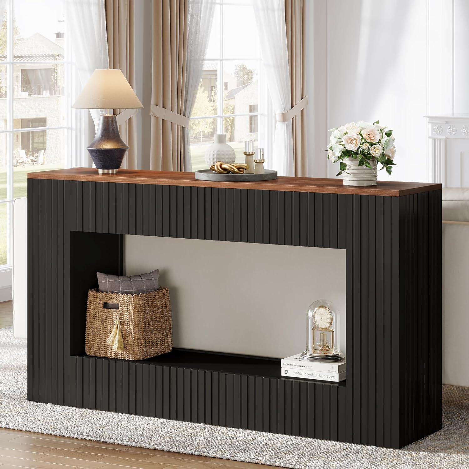 Lux Console Table, 55-Inch Wood Entryway Table