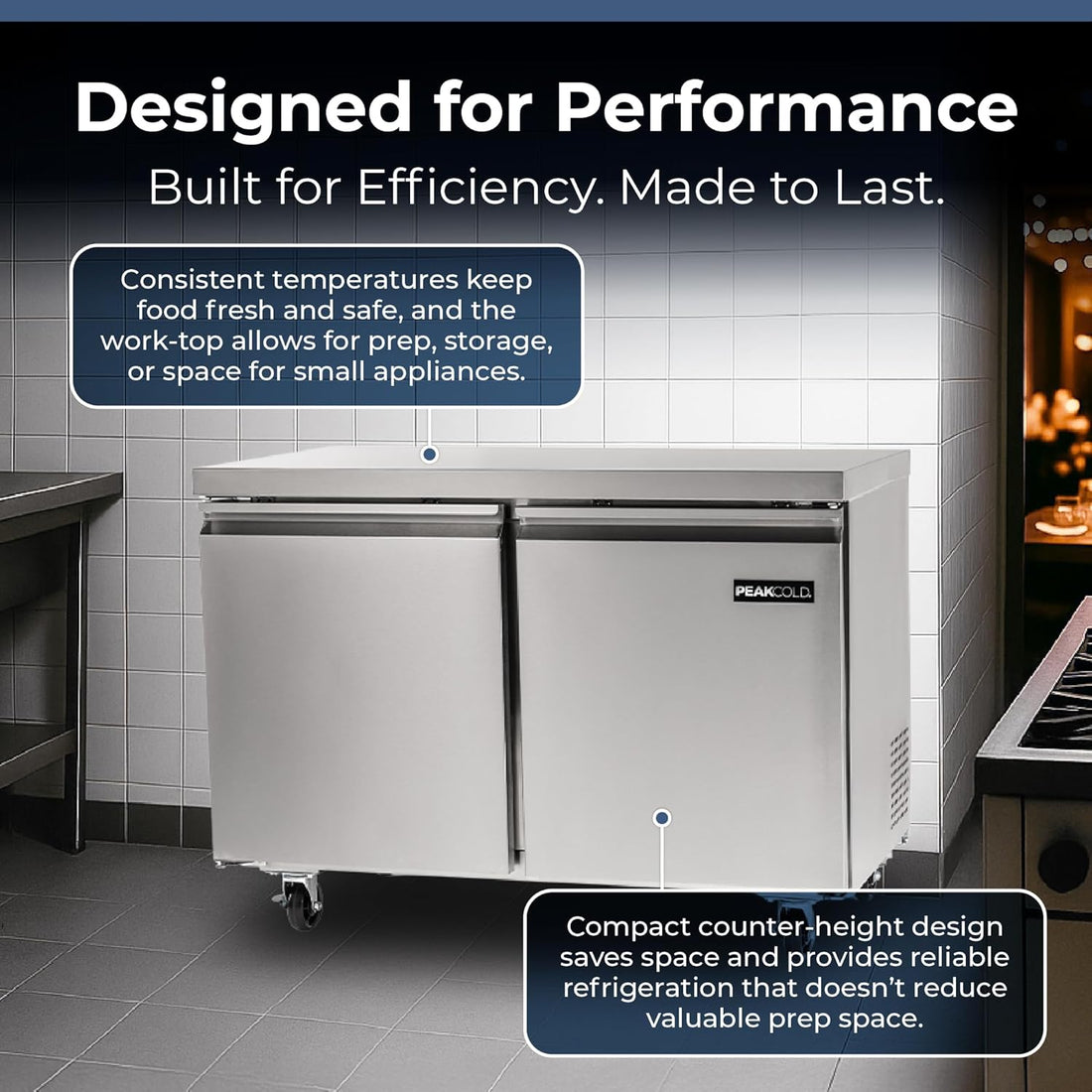 Modern Double Door Work Top Commercial Refrigerator -  Industrial Fridge