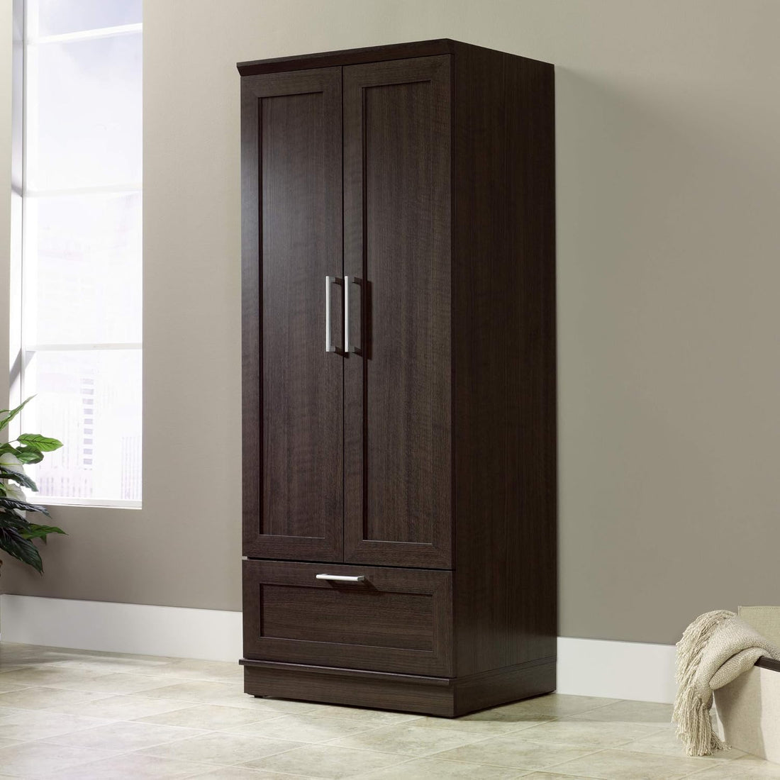Modern HomePlus Wardrobe & Pantry Cabinet – Dakota Oak Finish