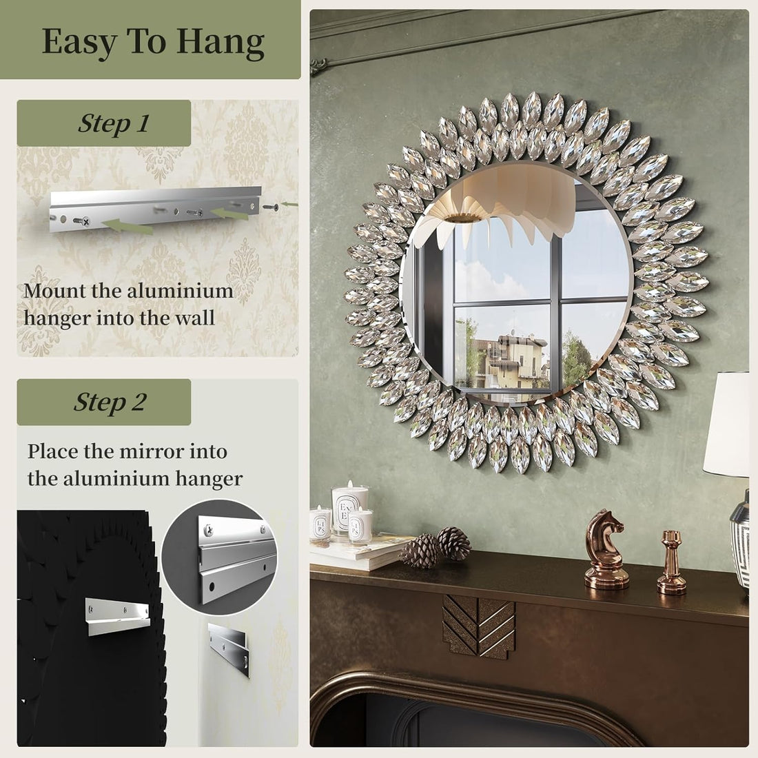 New Jeweled Decorative 26" Inch Luxury Vanity Mirror 