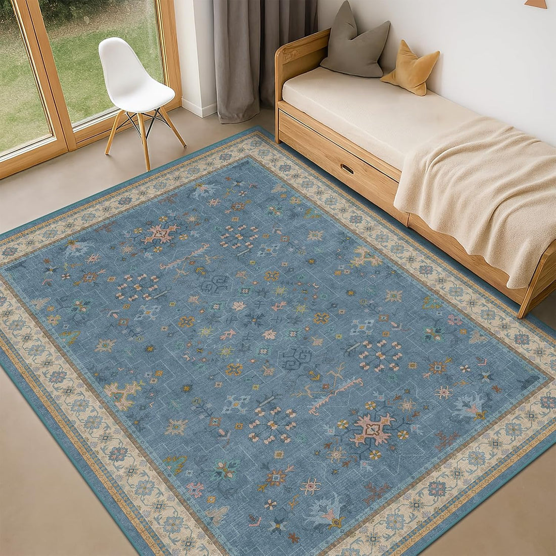 Modern Black Rug for Living Room - Washable Non-Slip & Stain Resistance