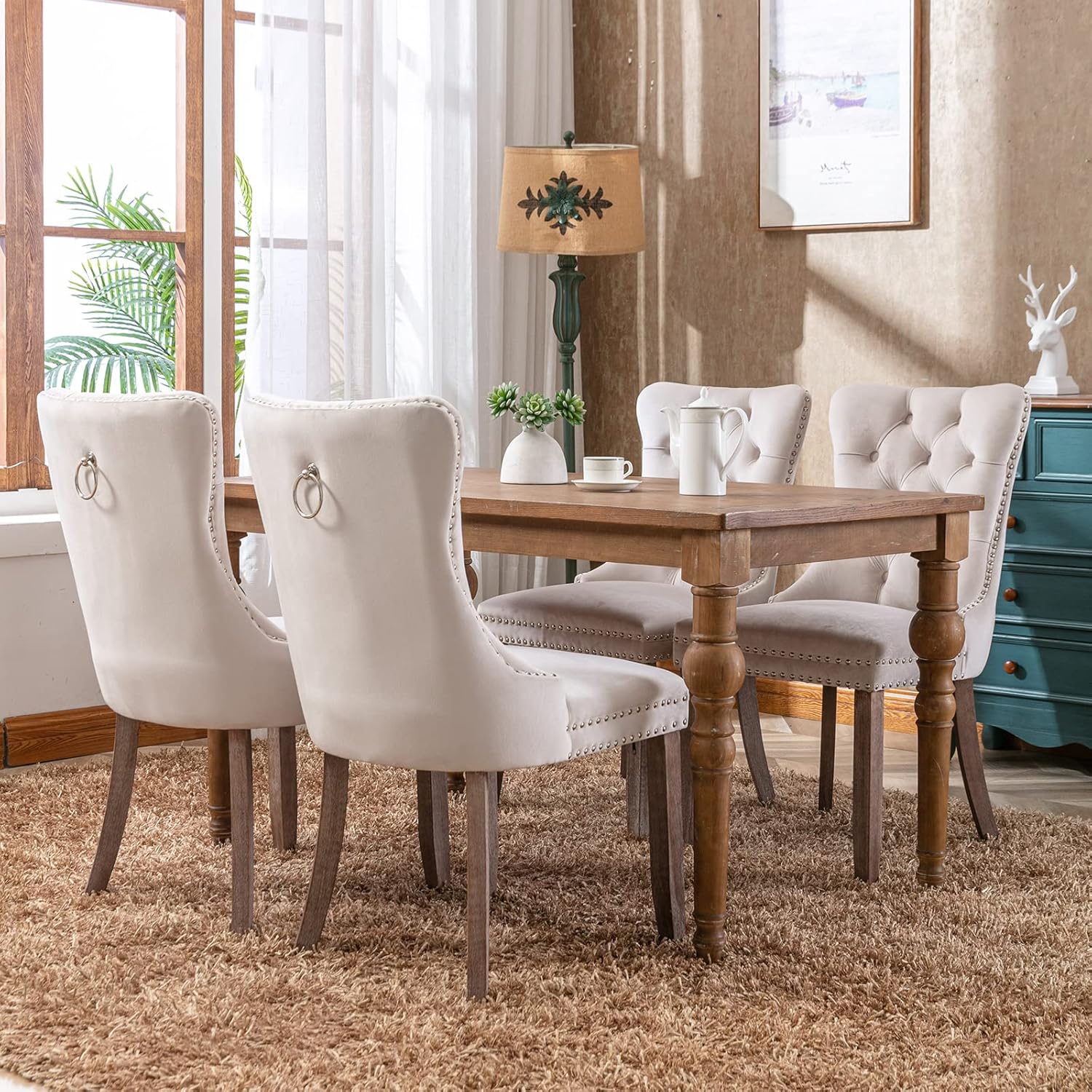 Modern Velvet Dining Chairs Set of 2 – Upholstered Kitchen &amp; Dining Room Accent Chairs with Comfortable Backrest