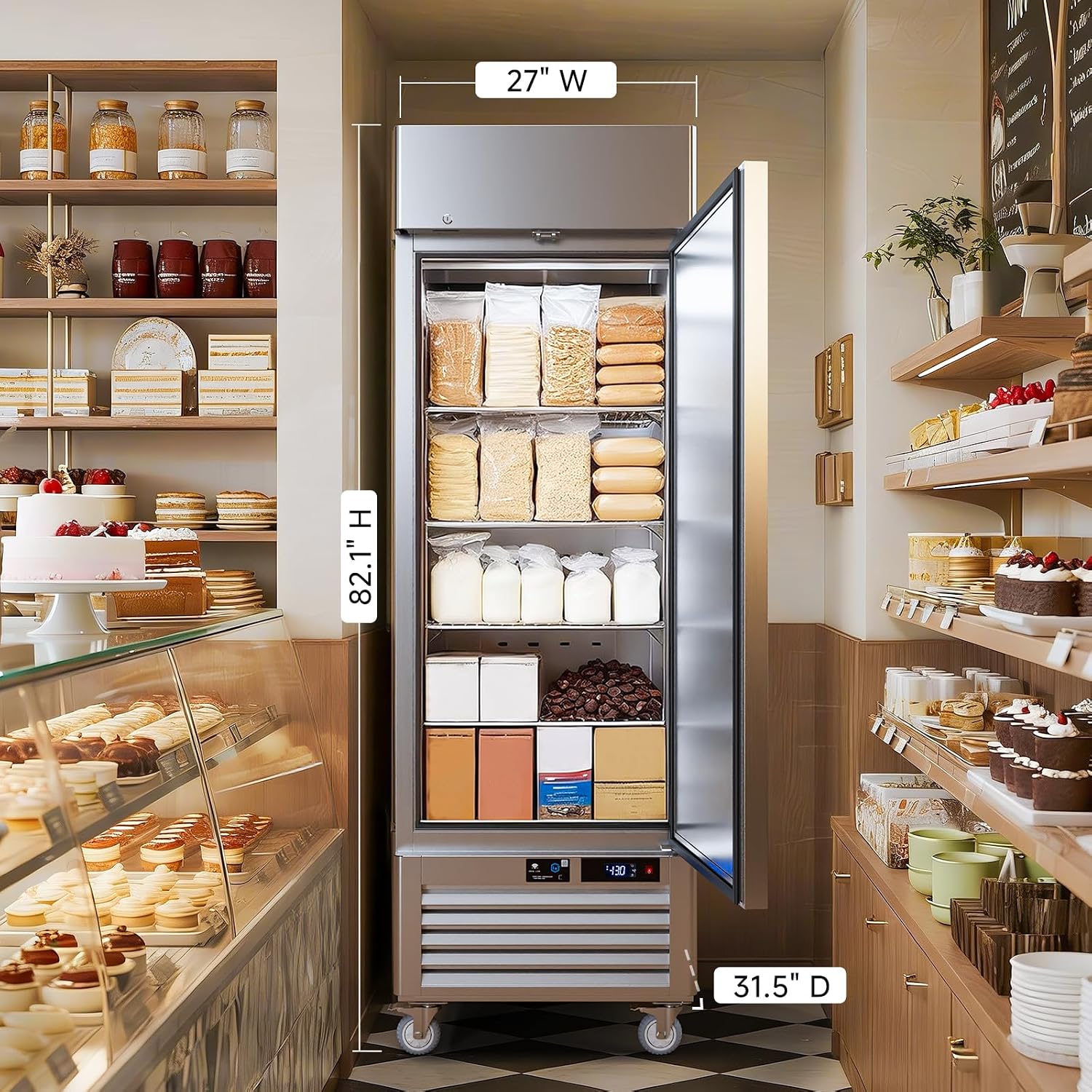 Modern Commercial Refrigerator Freezer Combo 54 Cu.Ft Upright Fridge and Freezer Cooling