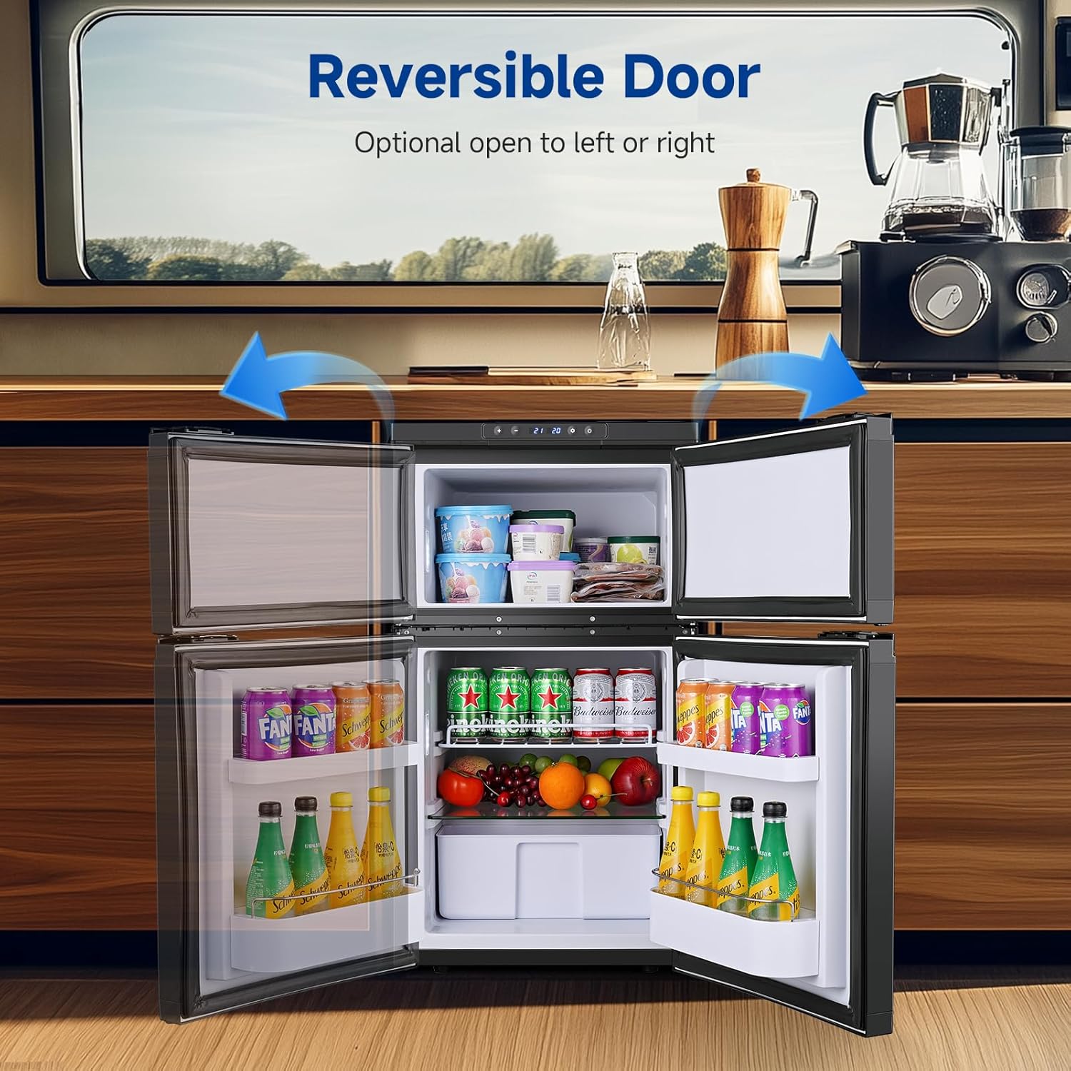 COOLER 12 Volt RV Refrigerator, 80L(2.82Cu.Ft) RV Fridge with Freezer, APP Control Car Refrigerator, (-4℉-68℉) Travel Compressor Cooler 12/24V DC for Boat, Yacht, Caravan, Truck, Camping