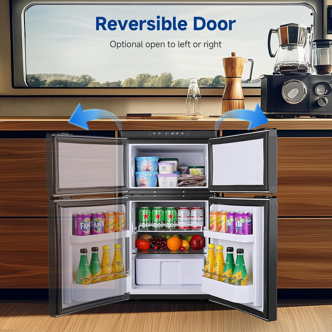 COOLER 12 Volt RV Refrigerator, 80L(2.82Cu.Ft) RV Fridge with Freezer, APP Control Car Refrigerator, (-4℉-68℉) Travel Compressor Cooler 12/24V DC for Boat, Yacht, Caravan, Truck, Camping