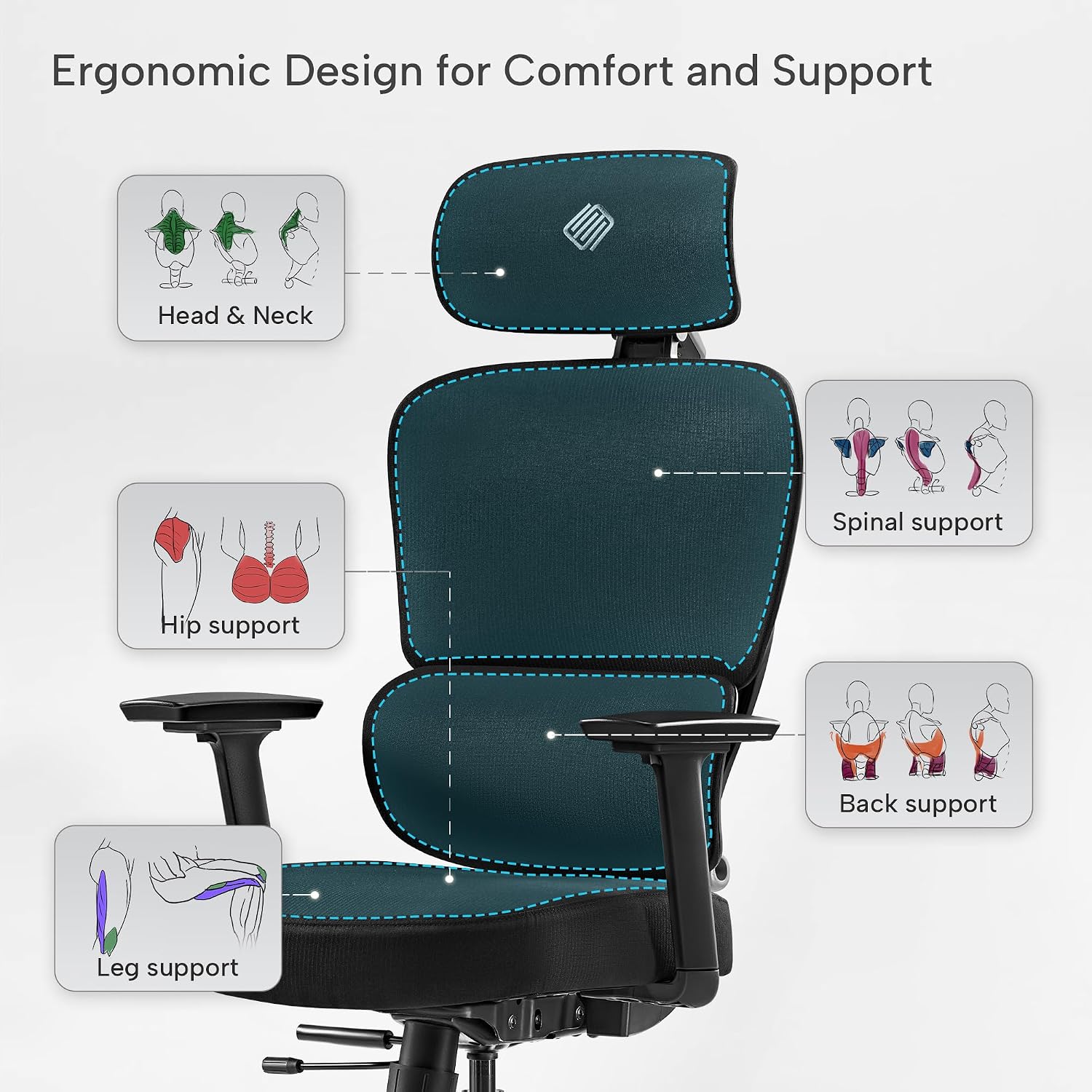 New Mesh Gaming Chair with Adjustable Lumbar Support – High Back Gamer office Chair