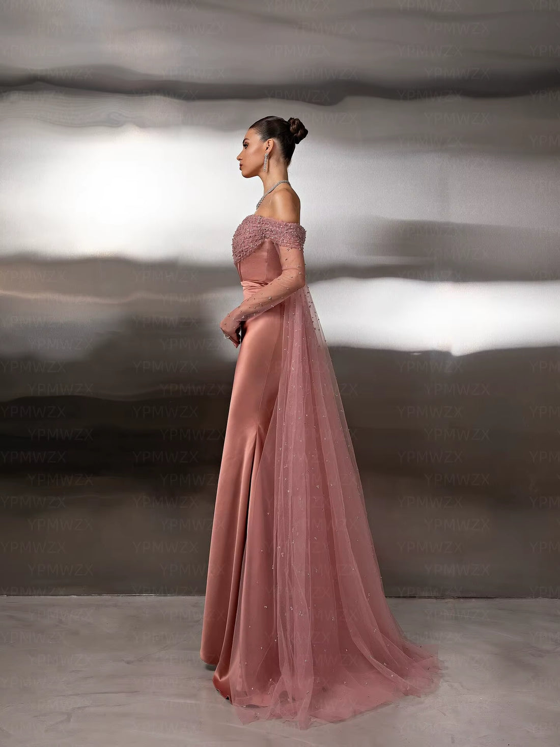 New Women Floor Length Fold Lace Sequin Wedding Party Gown