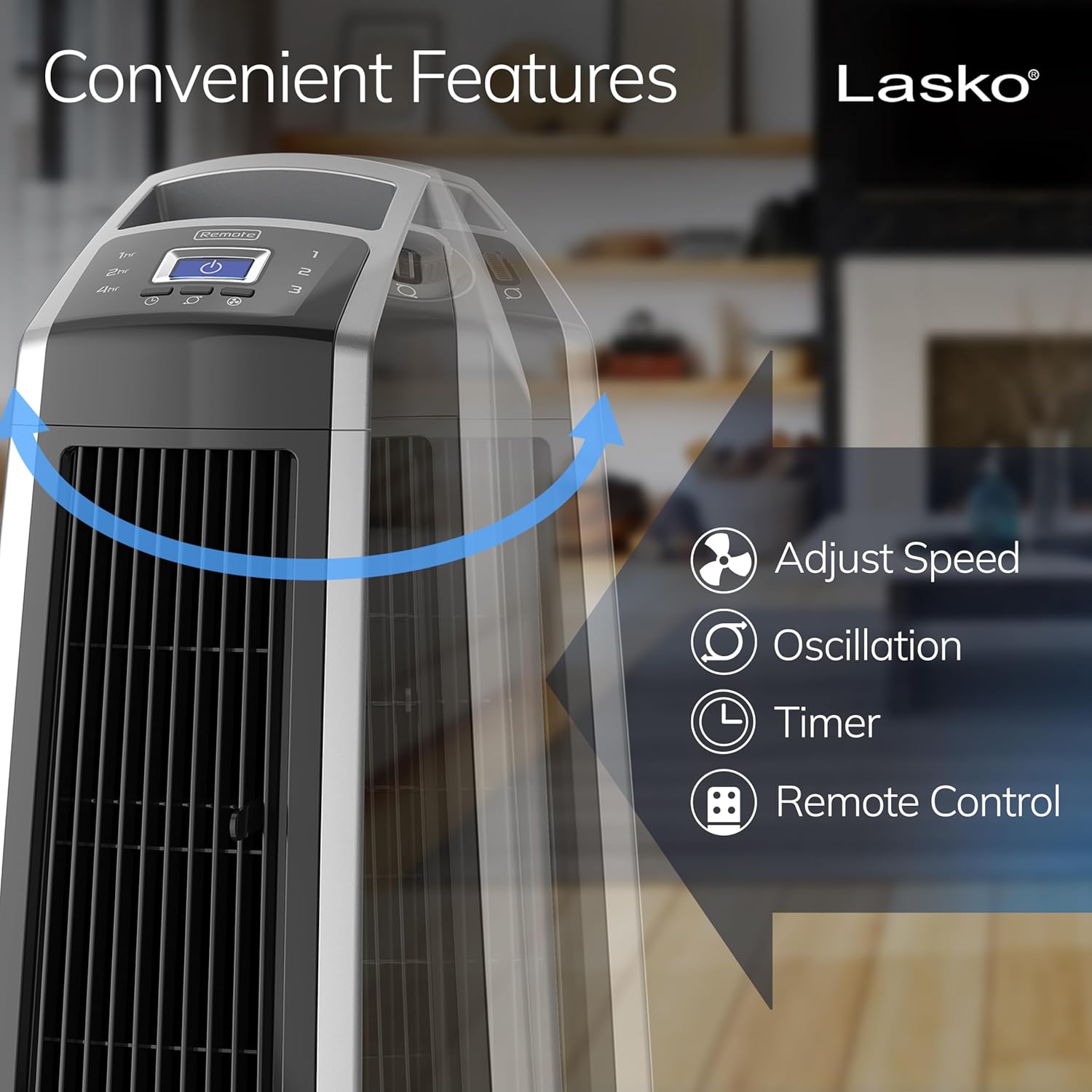 High Velocity Oscillating Tower Fan for Bedroom, Garage, Basement, and Gym with Remote Control, Timer, 3 Powerful Speeds, 35" Silver/Black, U35115