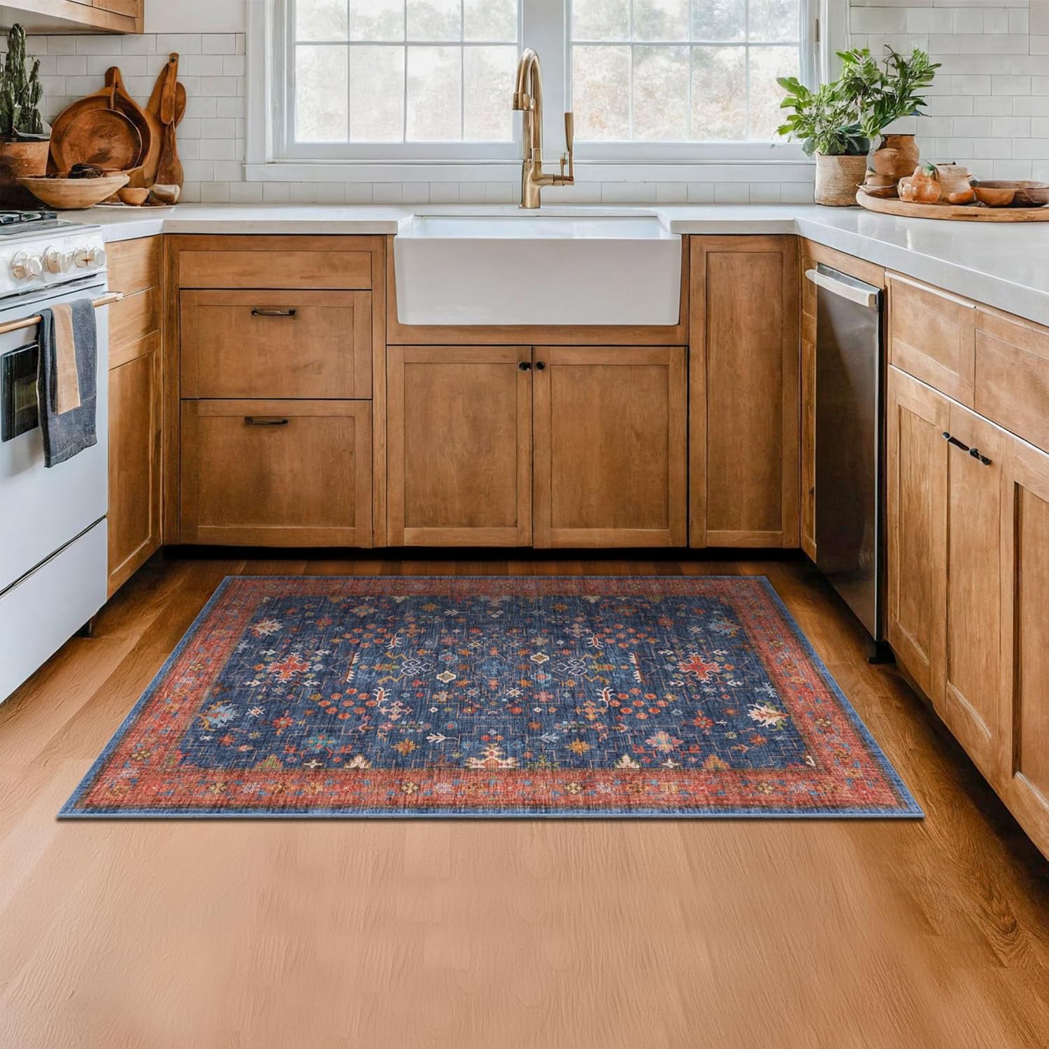 Modern Black Rug for Living Room - Washable Non-Slip & Stain Resistance