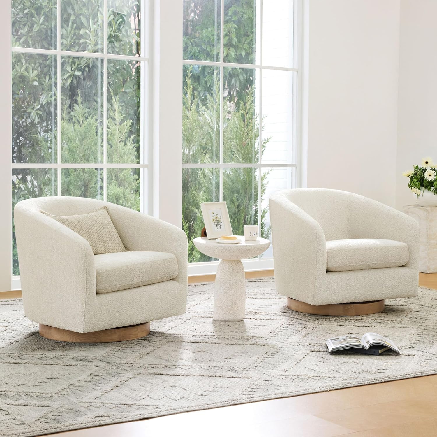 Modern Swivel Accent Chair Set of 2 - Home Living Room Office Decor