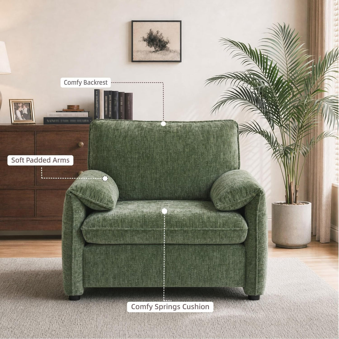 New 41” Modern Accent Armchair, Comfy Wide Upholstered Lounge Chair for Living Room, Bedroom & Reading Corner