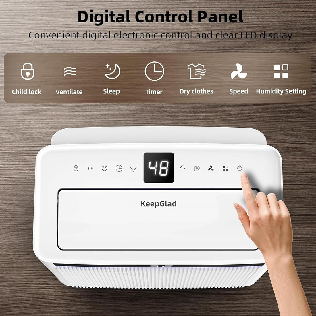 Smart Dehumidifier for Basement, Bedroom, Home with Drain Hose and Intelligent Humidistat