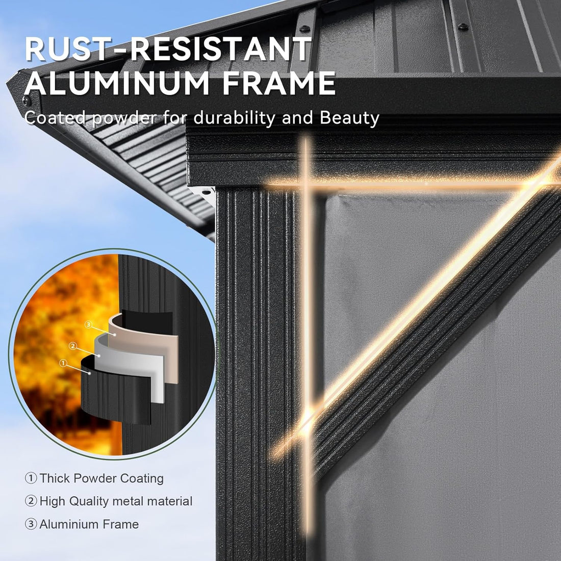 Elite Aluminum Outdoor Gazebo with Galvanized Steel Double Roof